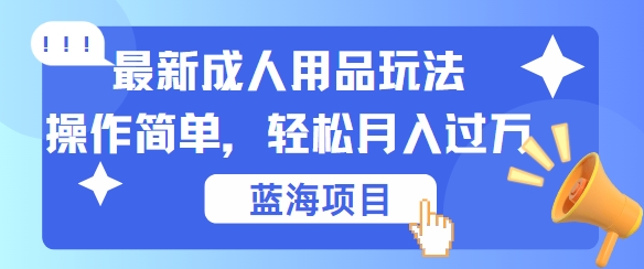 最新成人用品项目玩法，操作简单，动动手，轻松日入几张【揭秘】-铜臭网