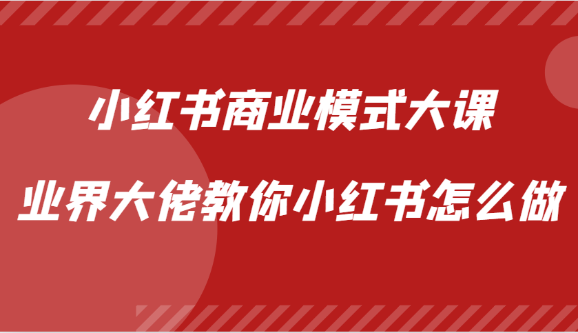 小红书商业模式大课，业界大佬教你小红书怎么做【视频课】-铜臭网