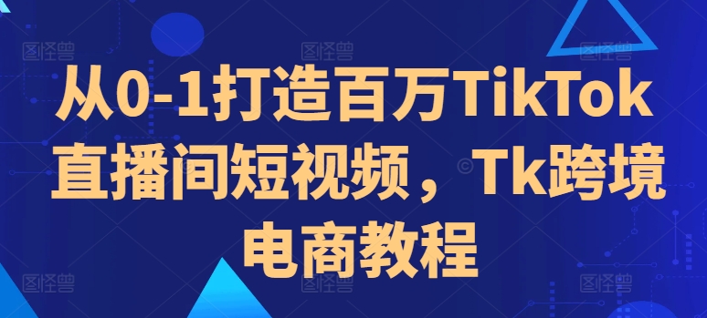从0-1打造百万TikTok直播间短视频,Tk跨境电商教程