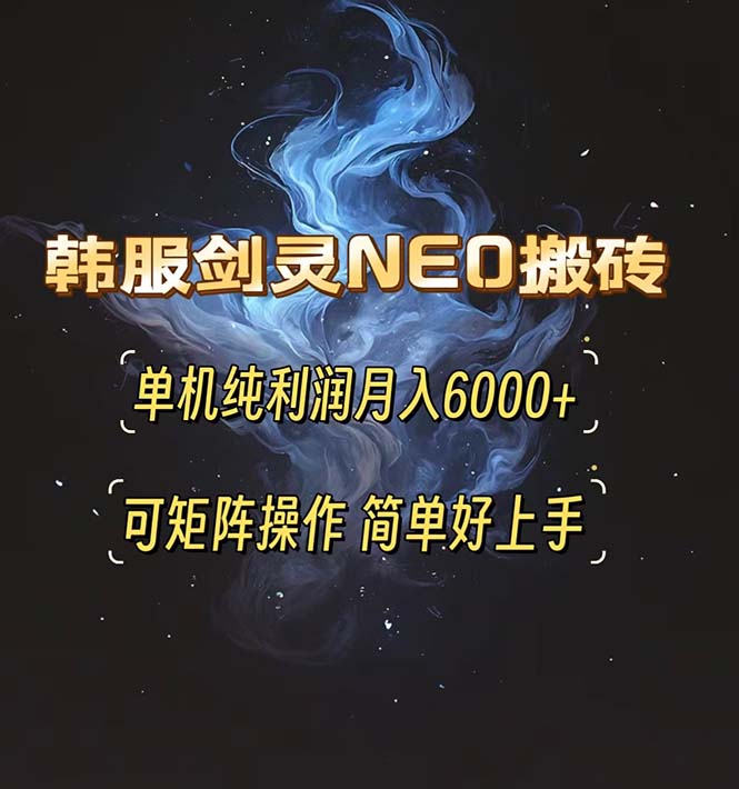 韩服剑灵NEO搬砖攻略，单机纯利润月入6000+ 可矩阵操作，简单好上手。-铜臭网