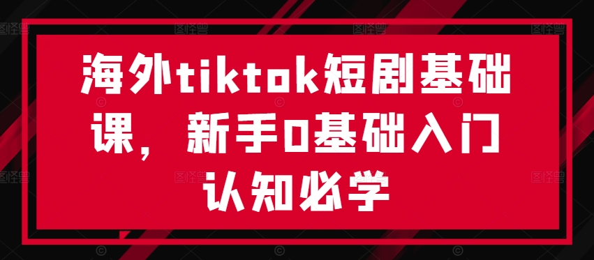 海外tiktok短剧基础课，新手0基础入门认知必学-铜臭网