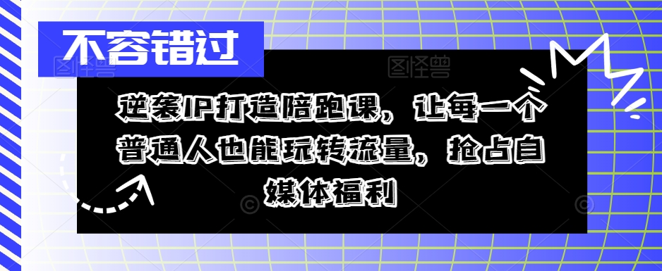 逆袭IP打造陪跑课，让每一个普通人也能玩转流量，抢占自媒体福利-铜臭网