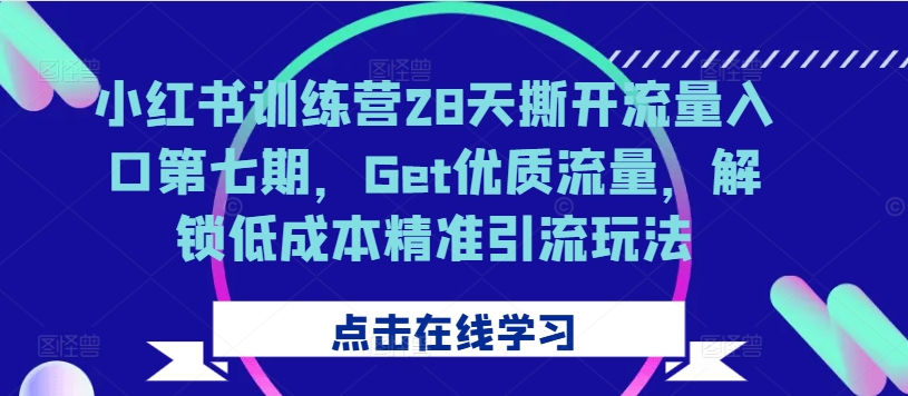 小红书训练营28天撕开流量入口第七期，Get优质流量，解锁低成本精准引流玩法-铜臭网