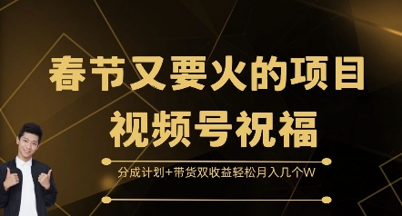 春节又要火的项目视频号祝福，分成计划+带货双收益，轻松月入几个W【揭秘】-铜臭网