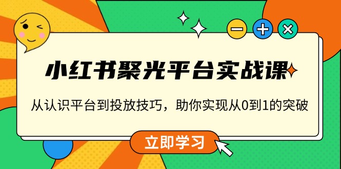 小红书 聚光平台实战课，从认识平台到投放技巧，助你实现从0到1的突破-铜臭网