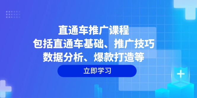 直通车推广课程：包括直通车基础、推广技巧、数据分析、爆款打造等-铜臭网
