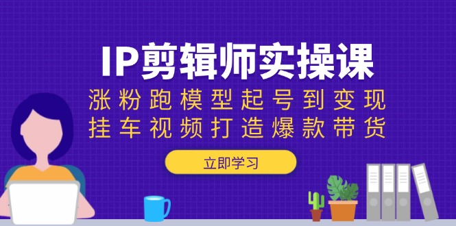 IP剪辑师实操课：涨粉跑模型起号到变现，挂车视频打造爆款带货-铜臭网