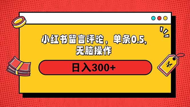 小红书评论单条0.5元，日入300＋，无上限，详细操作流程-铜臭网