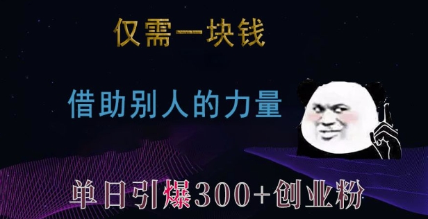 仅需一块钱,借助别人的力量,单日引爆300+创业粉、兼职粉【揭秘】-铜臭网