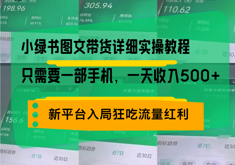 小绿书图文带货详细实操教程，只需要一部手机，一天收入500+，轻松变现-铜臭网