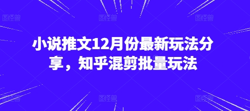 小说推文12月份最新玩法分享，知乎混剪批量玩法-铜臭网