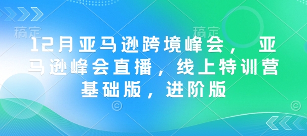 12月亚马逊跨境峰会， 亚马逊峰会直播，线上特训营基础版，进阶版-铜臭网