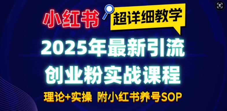 2025年最新小红书引流创业粉实战课程【超详细教学】小白轻松上手，月入1W+，附小红书养号SOP-铜臭网