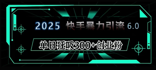 2025年快手6.0保姆级教程震撼来袭，单日狂吸300+精准创业粉-铜臭网