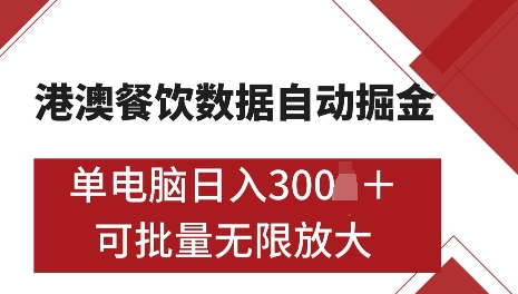 港澳数据全自动掘金，单电脑日入5张，可矩阵批量无限操作【仅揭秘】-铜臭网