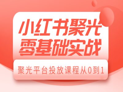 小红书聚光零基础实战，聚光平台投放课程从0到1-铜臭网