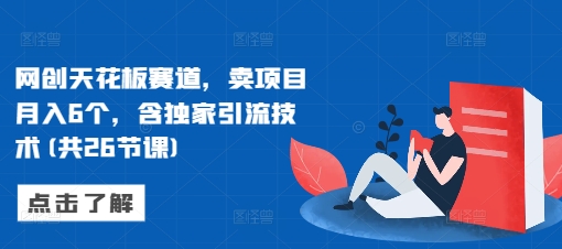 网创天花板赛道，卖项目月入6个，含独家引流技术(共26节课)-铜臭网