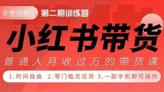 小Red书带货42天训练营 2.0版，宝妈+自由职+上班族+大学生，提高副业收入的大红利项目-铜臭网
