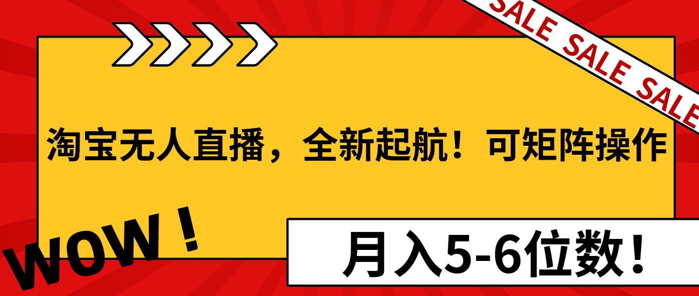淘宝无人直播，全新起航！可矩阵操作，月入5-6位数！-铜臭网
