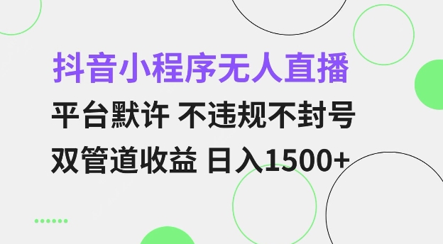 抖音小程序无人直播 平台默许 不违规不封号 双管道收益 日入多张 小白也能轻松操作【仅揭秘】-铜臭网
