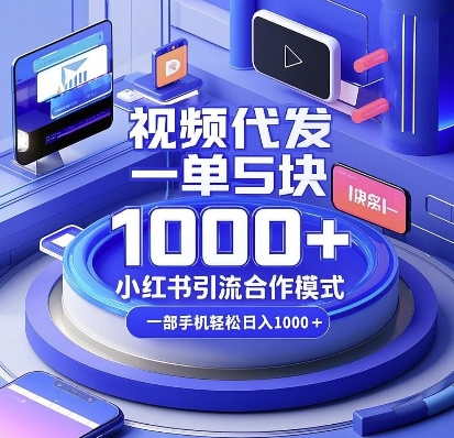 视频代发，一单5块，小红书引流合作模式，一部手机轻松日入多张【揭秘】-铜臭网