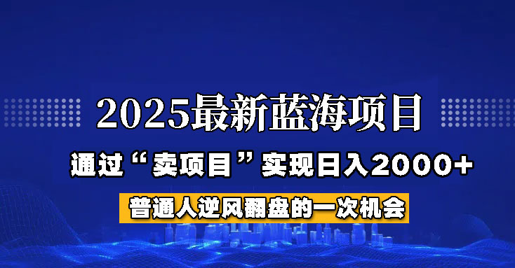 2025年蓝海项目，如何通过“网创项目”日入2000+-铜臭网