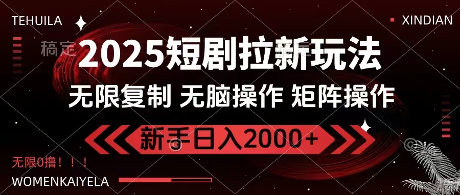 2025短剧拉新玩法，无需注册登录，无限0撸，无脑批量操作日入2000+-铜臭网
