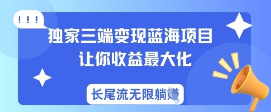 独家三端变现蓝海项目，让你收益最大化，长尾流无限躺挣-铜臭网