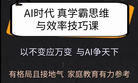 Ai时代真学霸思维与学习方法课，有格局且接地气，家庭教育有力参考-铜臭网