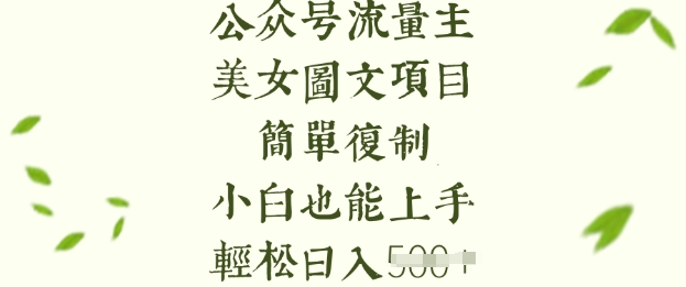 流量主长期收益项目，美女图片简单复制，小白也能上手，轻松日入5张-铜臭网