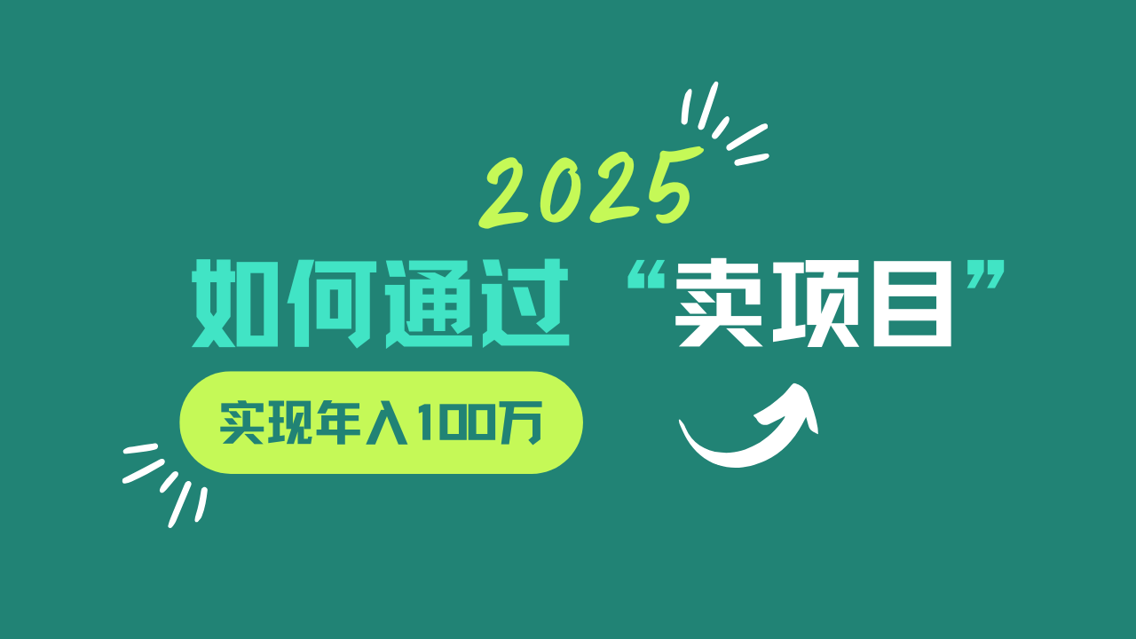 2025年如何通过“卖项目”实现年入100w-铜臭网