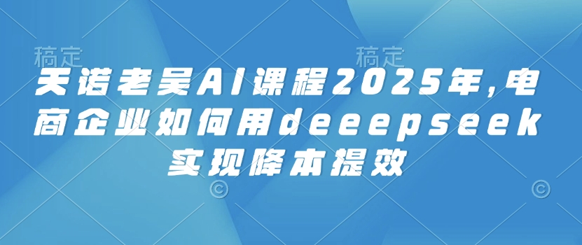 天诺老吴AI课程2025年，电商企业如何用deeepseek实现降本提效-铜臭网