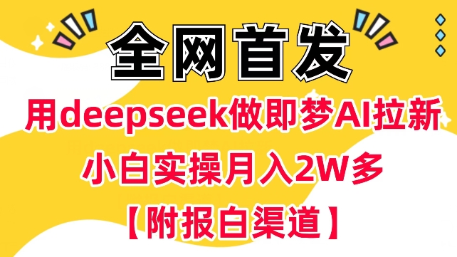 用deepseek做即梦Ai拉新 小白实操月入过W+【附报白渠道】-铜臭网