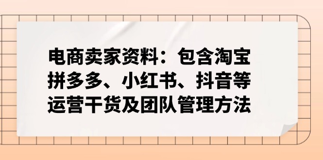 电商卖家资料：包含淘宝、拼多多、小红书、抖音等运营干货及团队管理方法-铜臭网