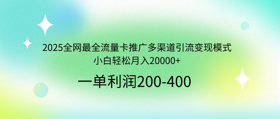 2025全网最全流量卡推广多渠道引流变现模式，小白轻松月入20000+-铜臭网