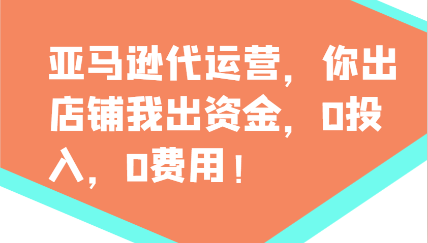 亚马逊代运营，你出店铺我出资金，0投入，0费用，无责任每天300分红，赢亏我承担-铜臭网