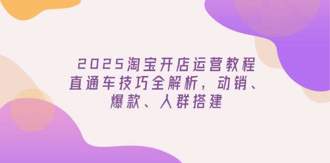2025淘宝开店运营教程更新，直通车技巧全解析，动销、爆款、人群搭建-铜臭网