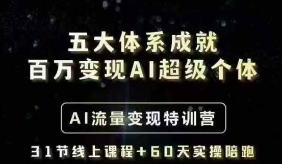 五大体系成就百万变现AI超级个体- AI流量变现特训营，一步一步教你一个人怎么年入百W-铜臭网