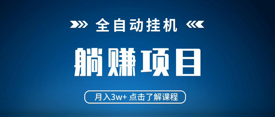 全自动挂机项目 月入3w+ 真正躺平项目 不吃电脑配置 当天见收益-铜臭网