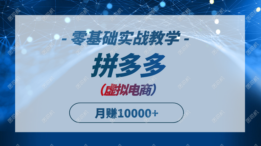 拼多多虚拟电商，零基础实战教学，快速打爆商品，新手也能月入10000+-铜臭网