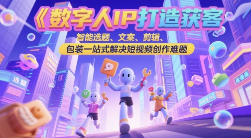 数字人IP打造获客变现实操课，智能选题、文案、剪辑、包装一站式解决短视频创作难题-铜臭网