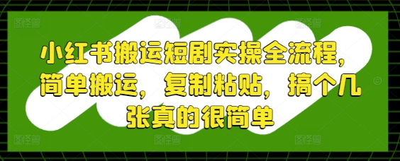小红书搬运短剧实操全流程,简单搬运,复制粘贴,搞个几张真的很简单-铜臭网