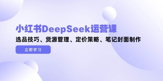 小红书DeepSeek运营课，选品技巧、货源管理、定价策略、笔记封面制作-铜臭网