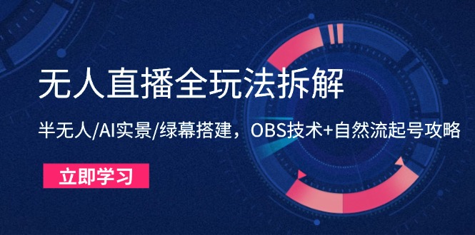 无人直播全玩法拆解:半无人/AI实景/绿幕搭建,OBS技术+自然流起号攻略-铜臭网