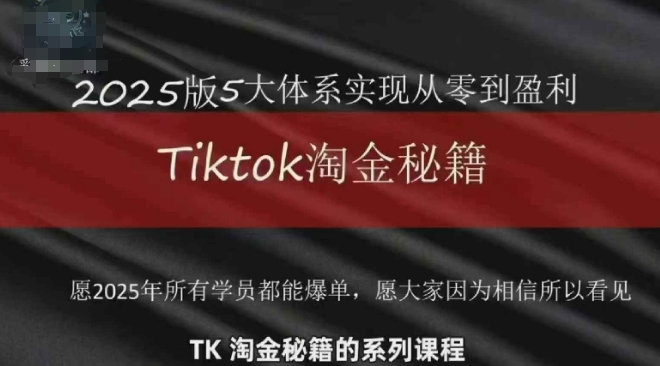 TikTok跨境2025淘金秘籍，​2025TikTok从0到盈利变现-铜臭网