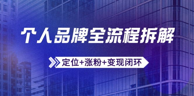 个人品牌全流程拆解：定位+涨粉+变现闭环，微信生态运营与资源整合-铜臭网