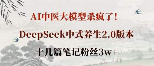 AI中医大模型杀疯了！DeepSeek中式养生2.0版本，十几篇笔记粉丝3w+-铜臭网