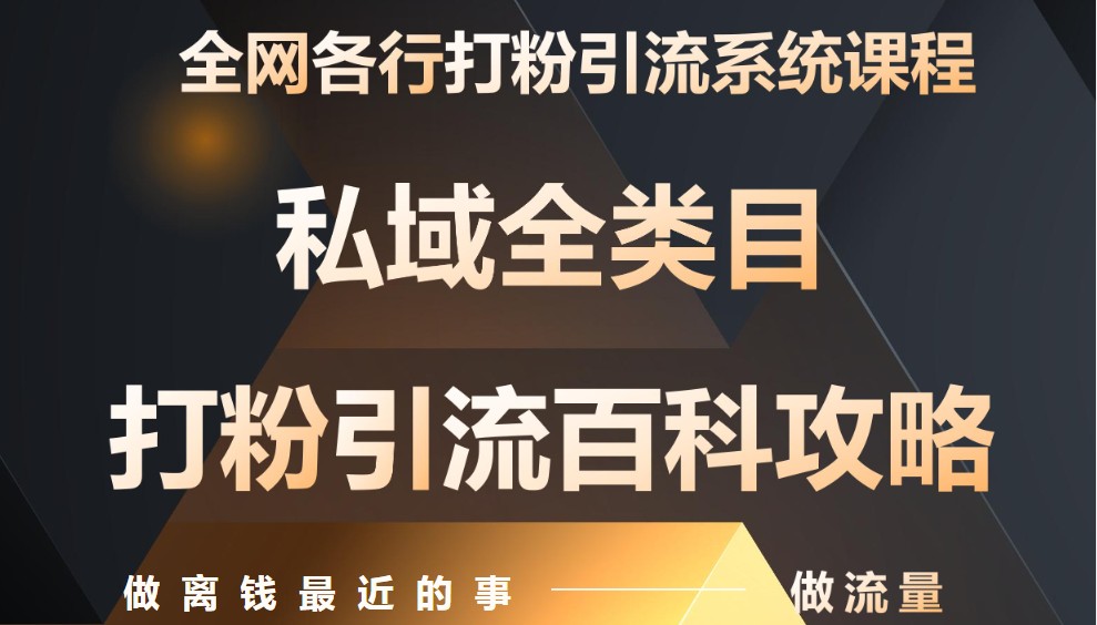 月入9万：全网唯一私域打粉引流神课，零基础手把手带你引流变现-铜臭网