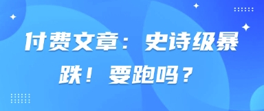 付费文章：史诗级暴跌！要跑吗？-铜臭网