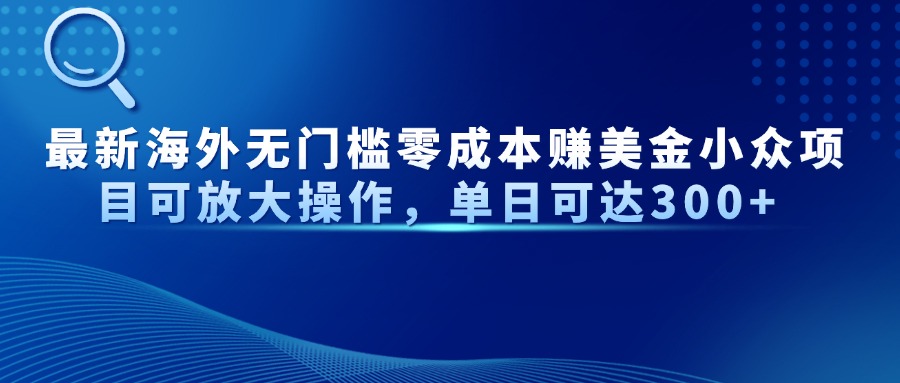 最新海外无门槛零成本赚美金小众项目可放大操作，单日可达300+-铜臭网